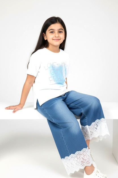 Casual Denim Pants Outfit Set