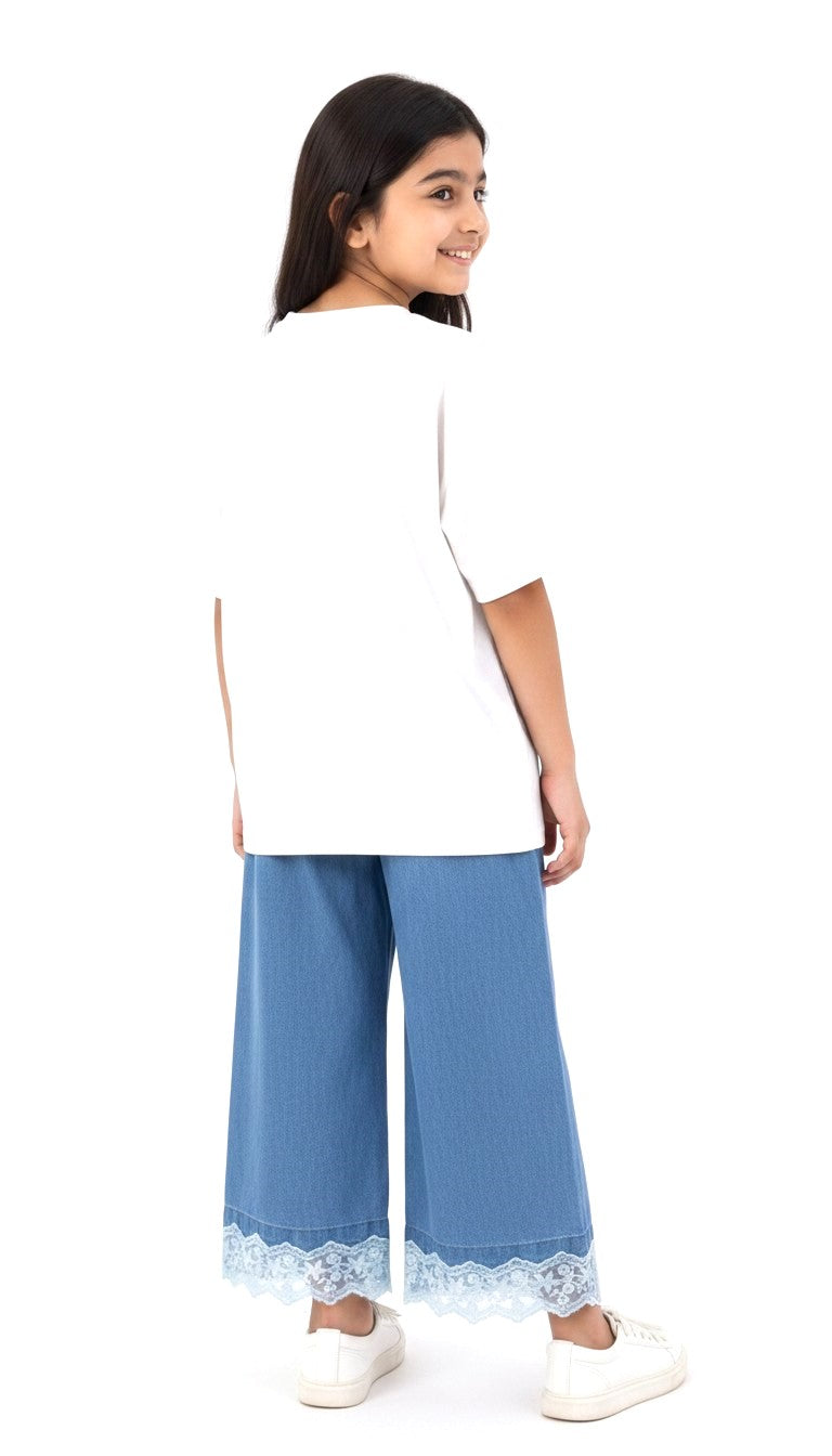 Casual Denim Pants Outfit Set
