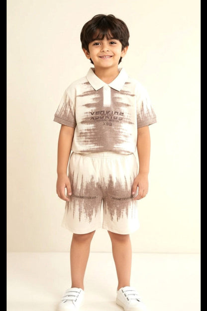 Ombre Tie-Dye Polo Shorts Set