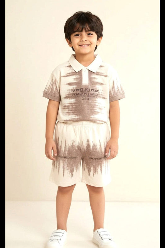 Ombre Tie-Dye Polo Shorts Set